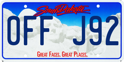 SD license plate 0FFJ92