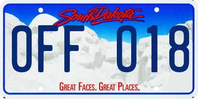 SD license plate 0FFO18