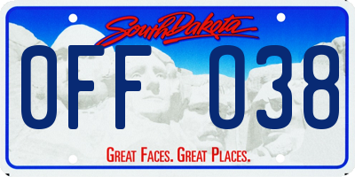 SD license plate 0FFO38