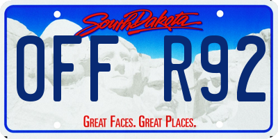 SD license plate 0FFR92