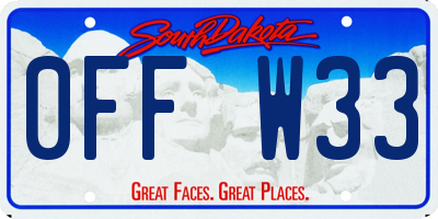 SD license plate 0FFW33