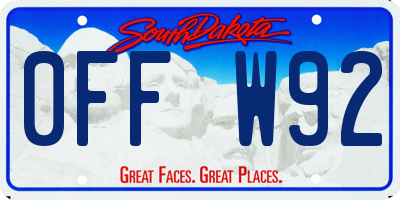 SD license plate 0FFW92