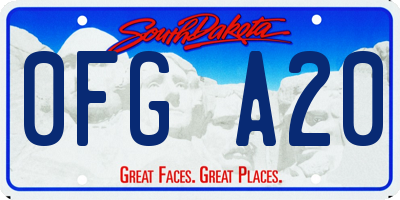 SD license plate 0FGA20