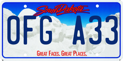 SD license plate 0FGA33
