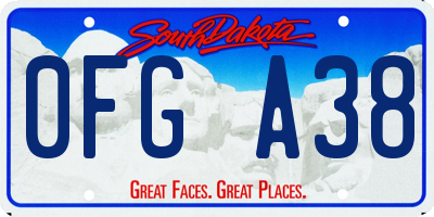 SD license plate 0FGA38