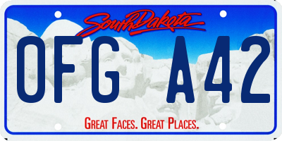 SD license plate 0FGA42