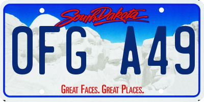 SD license plate 0FGA49