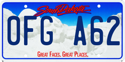 SD license plate 0FGA62