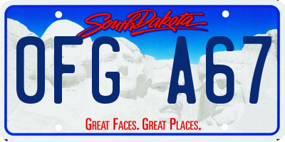 SD license plate 0FGA67