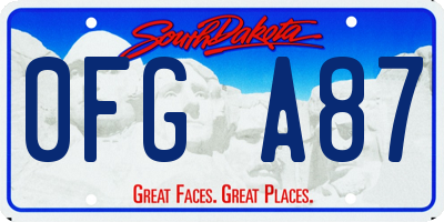 SD license plate 0FGA87