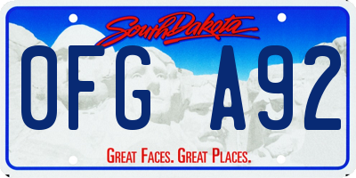 SD license plate 0FGA92