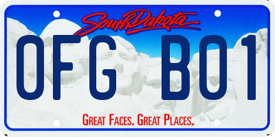 SD license plate 0FGB01