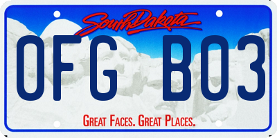 SD license plate 0FGB03