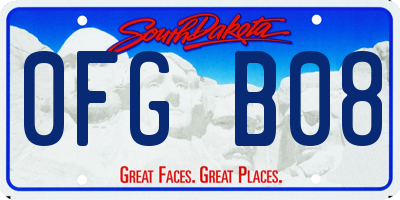 SD license plate 0FGB08