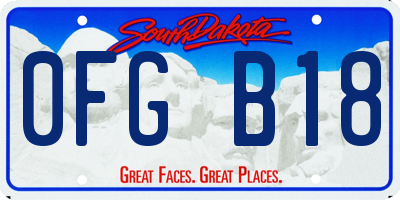 SD license plate 0FGB18
