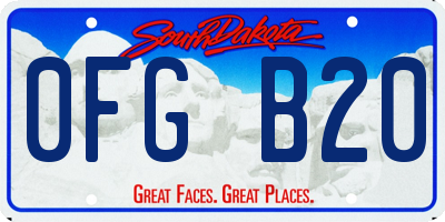 SD license plate 0FGB20