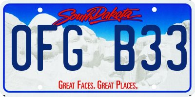 SD license plate 0FGB33
