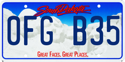 SD license plate 0FGB35