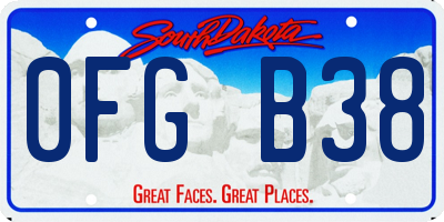 SD license plate 0FGB38