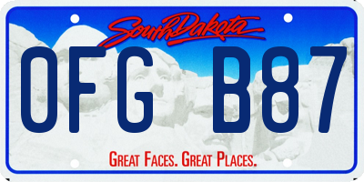 SD license plate 0FGB87
