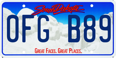 SD license plate 0FGB89