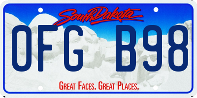 SD license plate 0FGB98