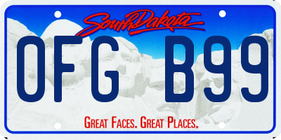 SD license plate 0FGB99