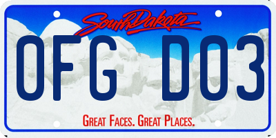 SD license plate 0FGD03