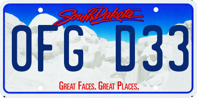 SD license plate 0FGD33