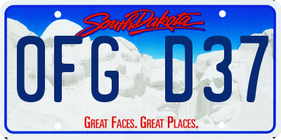 SD license plate 0FGD37