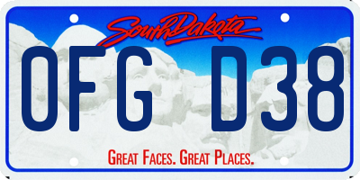 SD license plate 0FGD38