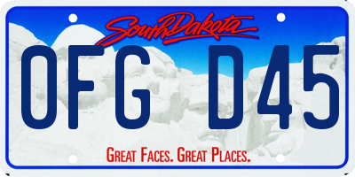 SD license plate 0FGD45