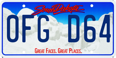 SD license plate 0FGD64