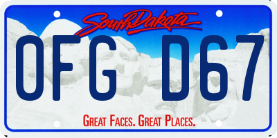 SD license plate 0FGD67