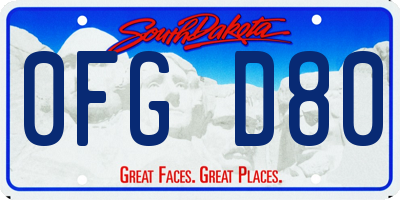 SD license plate 0FGD80