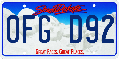 SD license plate 0FGD92