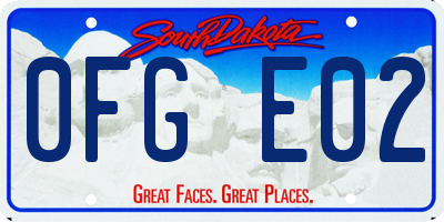 SD license plate 0FGE02
