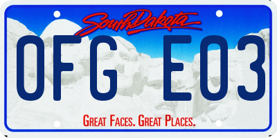 SD license plate 0FGE03