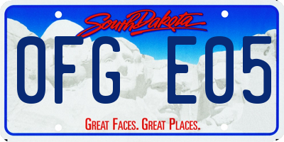 SD license plate 0FGE05