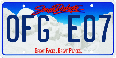 SD license plate 0FGE07