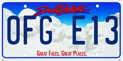 SD license plate 0FGE13