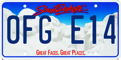 SD license plate 0FGE14