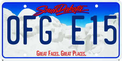 SD license plate 0FGE15