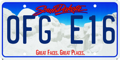 SD license plate 0FGE16