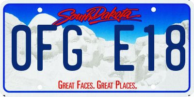 SD license plate 0FGE18