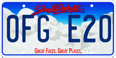 SD license plate 0FGE20