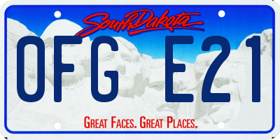 SD license plate 0FGE21