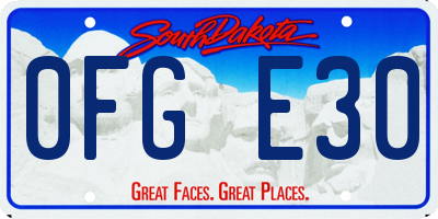 SD license plate 0FGE30