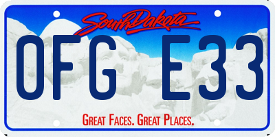 SD license plate 0FGE33