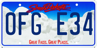 SD license plate 0FGE34